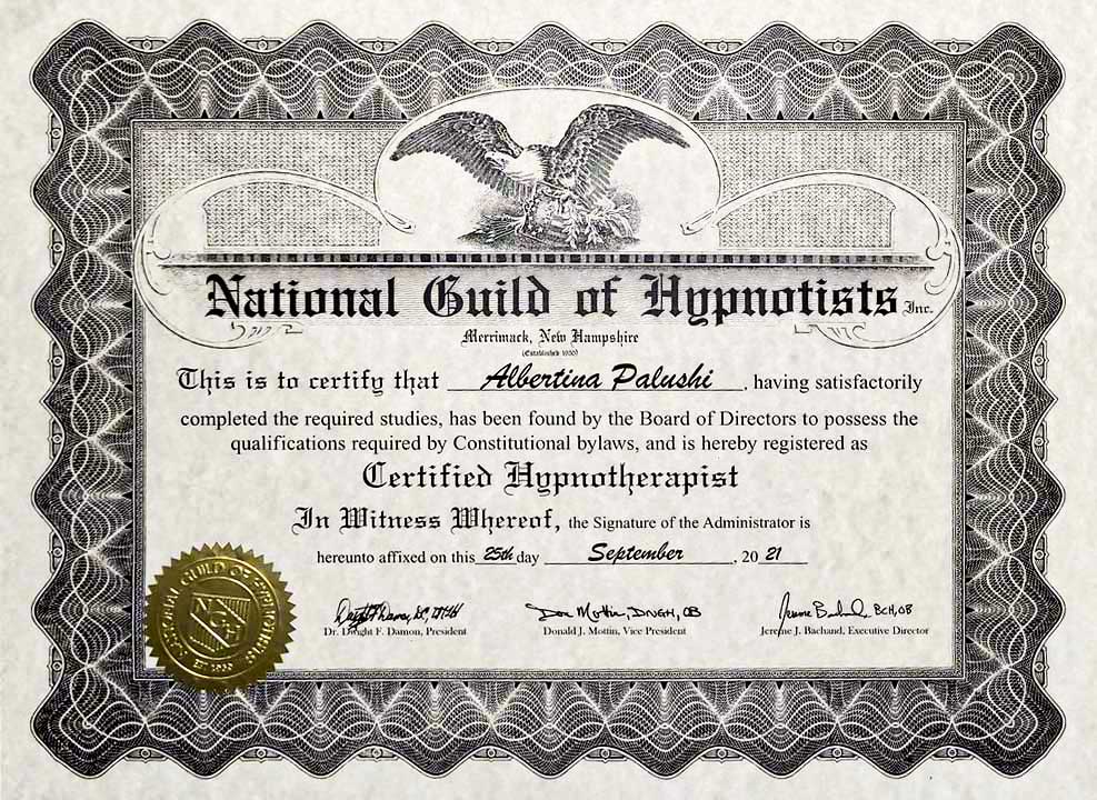 Zertifikat National Guild of Hypnotists